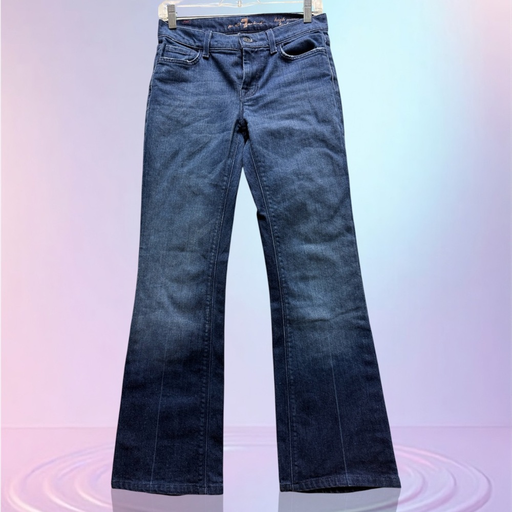 7 for all Mankind Bootcut Flared Jeans Women Size 26 Blue Distressed+Stretch